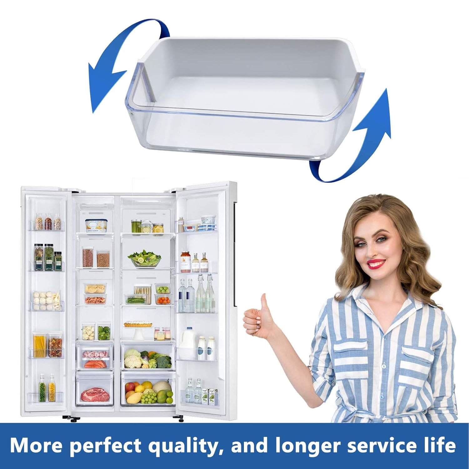Upgraded DA97-12650A, DA63-06963A, DA63-07104A Door Shelf Basket Bin (Right Side) for Samsung RF26HFPNBSR, RF260BEAESR, RF261BEAESR, RF263BEAESR Refrigerator, Replaces AP5620330, 2692337