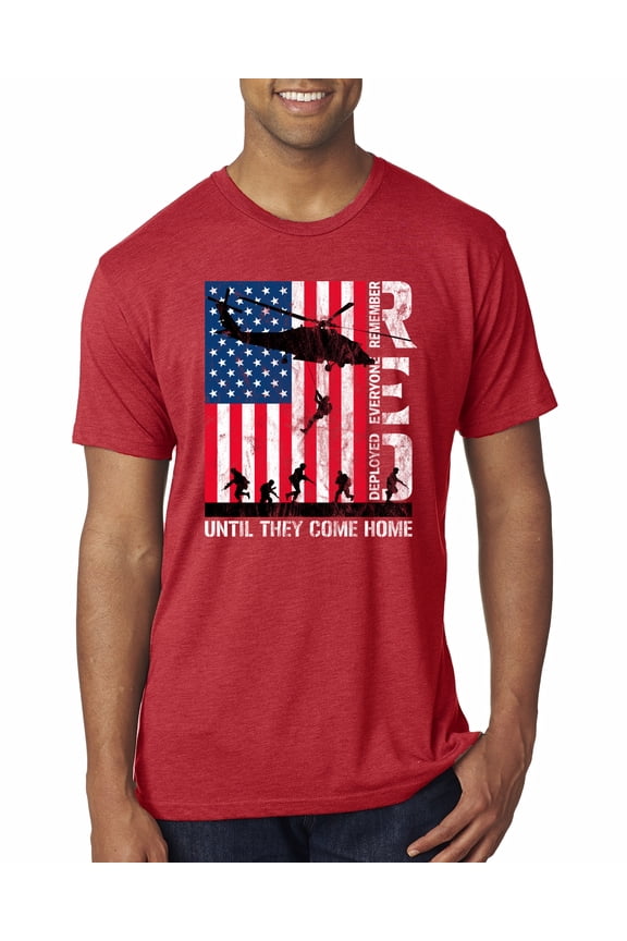 RED Remember Everyone Deployed Until They Come Home USA Military Men Premium Tri Blend Tee