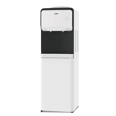 SOOPYK Hot and Cold Top Loading Water Dispenser Cooler 5 Gallon with Child Safety Lock and Storage Cabinet for Home Office Use White