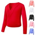 thumbnail image 4 of GiLiling Girls Ballet Sweater - Dance Warm Up Wrap Pullover Knit Cover Up for Leotards, Soft Long Sleeve Ballet Top (Red, 9-10 Years), 4 of 4