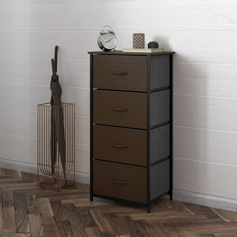 brown dresser with black handles Antique Empire Dresser in Black with Oak Top and Walnut Veneer Drawers -  Rustic Side Board main image 0