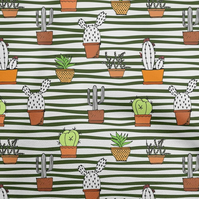 oneOone Cotton Poplin Dark Blue Fabric Cactus Fabric For Sewing Printed Craft Fabric By The Yard 42 Inch Wide