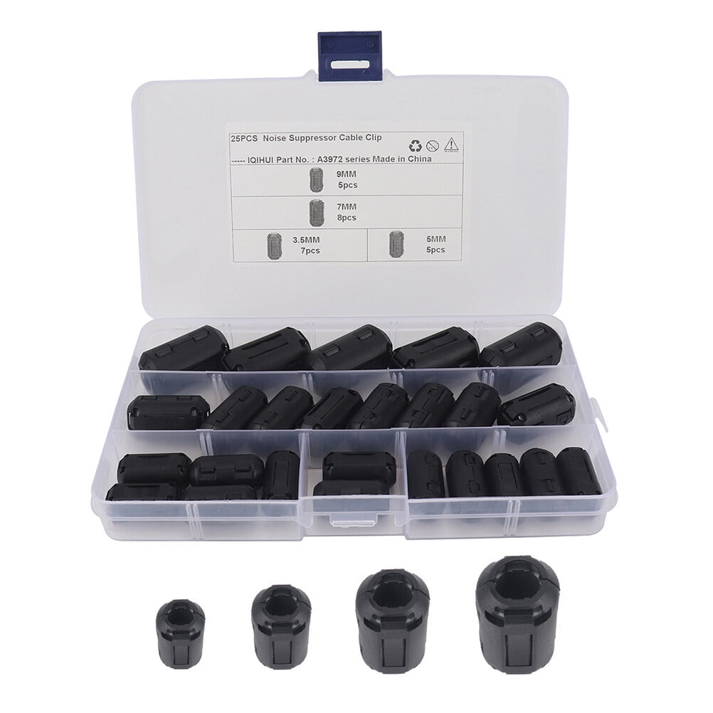 25 Pcs Ferrite Core Cord Ring Choke Noise Suppressor Filter for Power