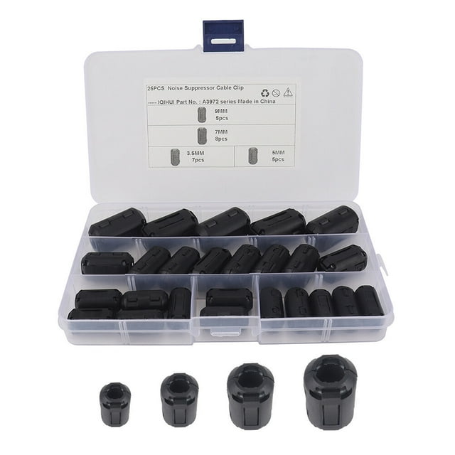 25 Pcs Ferrite Core Cord Ring Choke Noise Suppressor Filter for Power
