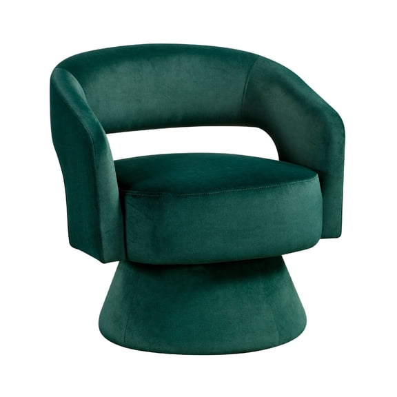 Lessa Swivel Accent Chair- Emrald Green- Round Base- Soft Foam Cushion
