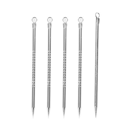 HERCHR 5Pcs Double-end Stainless Steel Blackhead Comedone Pimple Acne Needle Skin Care Tool Set,Stainless Steel Comedone Needle,Stainless Steel Blackhead Needle, Pimple Acne