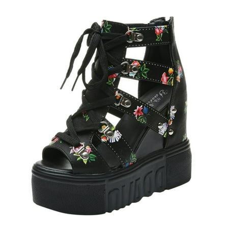 

WANYNG Women s Zippered Waterproof Platform Hollow Out Shoes Wedges Sandals Cute Summer Sandals for Women Wide Width Double Strap Sandals Women Size 11