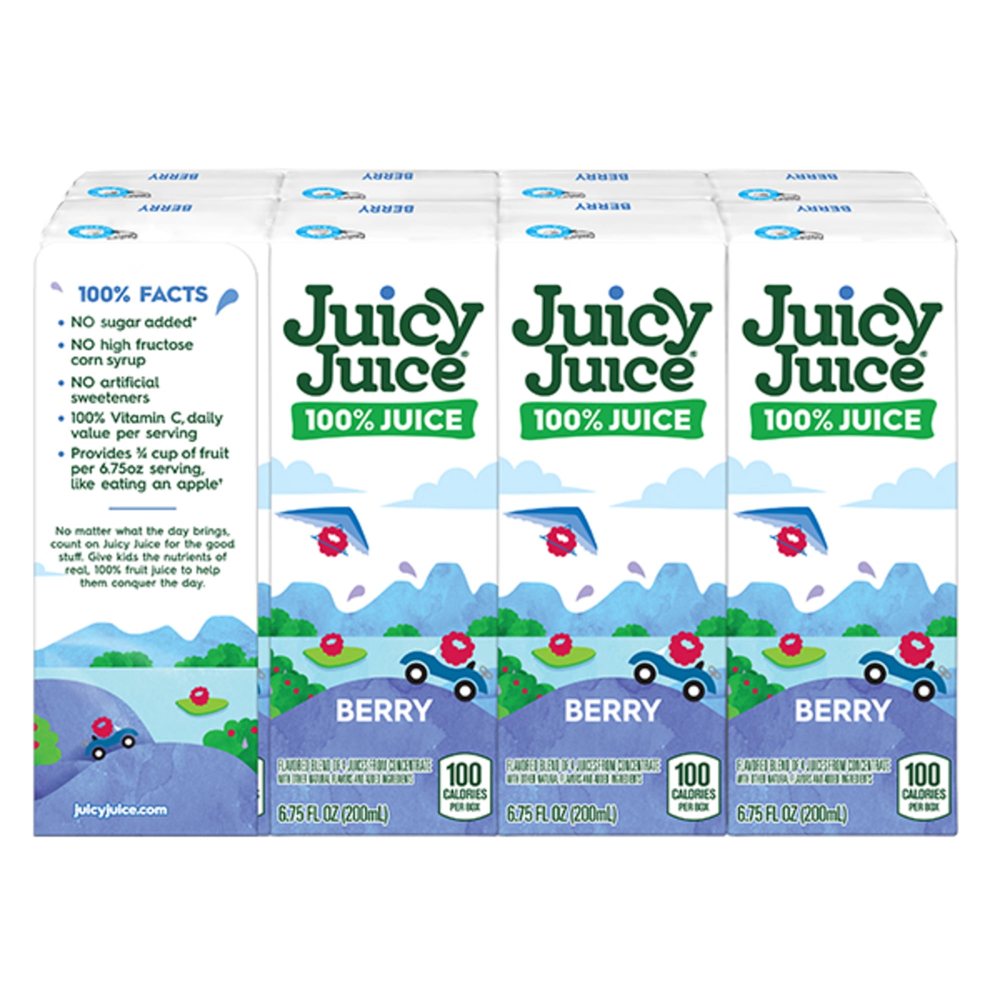 Juicy Juice 100% Berry Juice, No Sugar, Single Serving, 8 Count