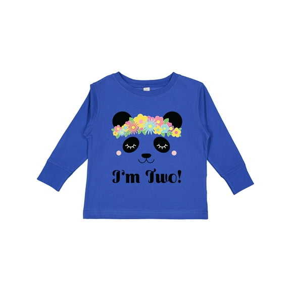 Inktastic 2nd Birthday Panda Face 2 Year Old Girl Girls Long Sleeve Toddler T-Shirt