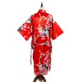thumbnail image 3 of Asian Home Flower Peacock Satin Silk Kimono Robe, Dressing Gown, Bridal, Gift (Red), 3 of 6