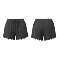 thumbnail image 6 of SAHFX Linen Blend Shorts Women Baggy Wide Leg Shorts Bermuda Shorts Summer Soft Lounge Shorts Summer Beach Shorts Loose Fit Shorts High Waisted Palazzo Pants Relaxed Fit Comfortable Lounge, 6 of 9