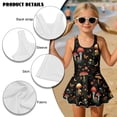 thumbnail image 6 of Xixirimido Mushroom Butterfly Floral Print Modest Girls’ Swimwear One Piece – Hawaiian Skirted Bathing Suit with Built-in Shorts, Sleeveless UPF 50+ Swimsuits, 5-6 Years, 6 of 7