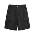 thumbnail image 7 of Cotton Blend Shorts for Women Zip Fly Women's Cargo Shorts with Belt Loop Pockets for Summer Casual Work Travel Black L(L), 7 of 7