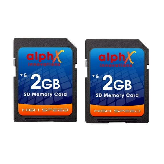 Alphx Innovations 2GB Secure Digital Flash Memory Card, 2 Total Count