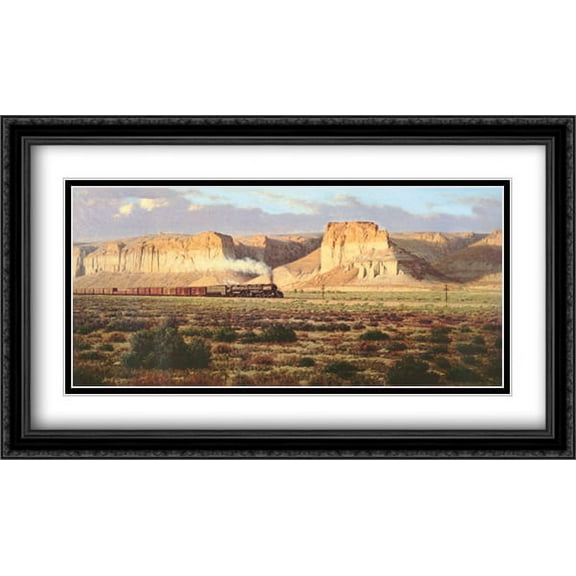 Union Pacific Big Boy 2x Matted 40x28 Large Black Ornate Framed Art Print by Tucker Smith