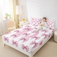 thumbnail image 4 of Feelyou Princess Initial D Letter Bed Sheets, Fashion Pink Bowknot King Sheets, Teens Kids Girls Women Sheet Set, Luxury Bedroom Decor, 4-Piece, 4 of 7