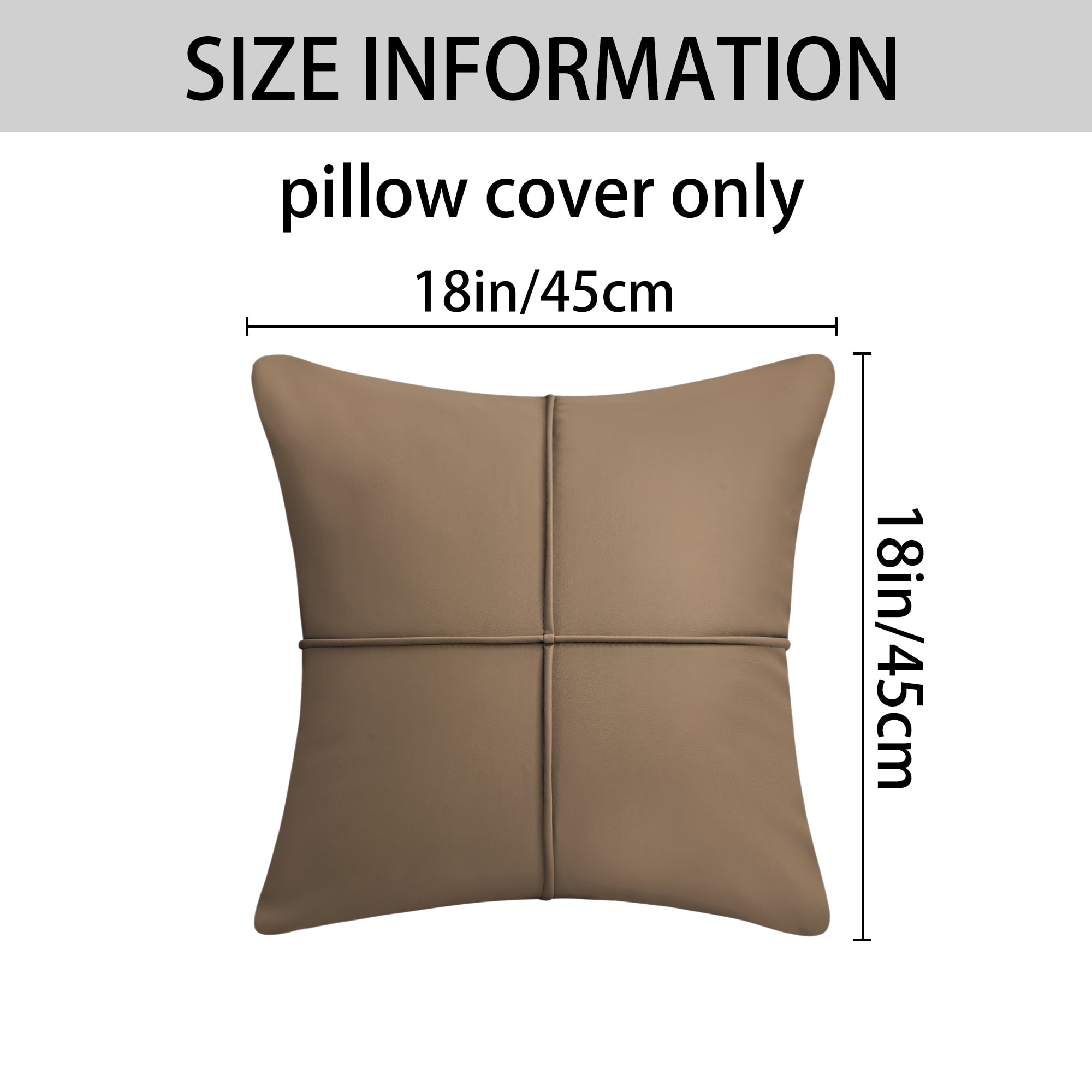 Unique Bargains Set of 2 Square Throw Pillow Covers Decorative Cases Khaki