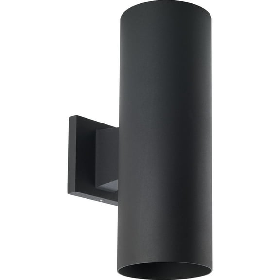 Progress Lighting, Cylinder Collection, 2-Light Outdoor Wall Lantern, Black, Aluminum, No Shade