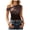 Brown, variant on Women Polka Dots One Shoulder Top Lace Patchwork One Shoulder Boat Neck Summer Tank Tops
