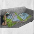 thumbnail image 5 of Feminine Soft Flannel Fleece Throw Blanket, Print of Fairy Landscape with Waterfall Rainbow Lake Butterflies Land, Cozy Plush for Indoor and Outdoor Use, 50" x 70", Green and Blue, by Ambesonne, 5 of 5