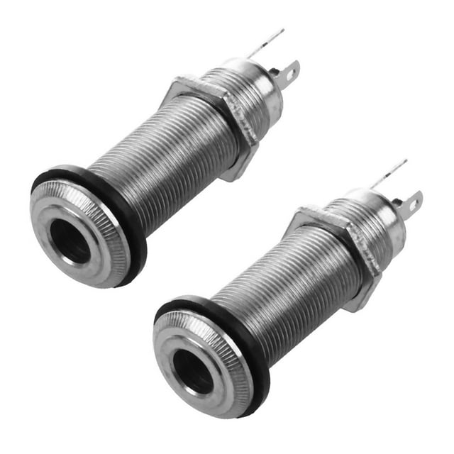 2X 1/4 de Pulgada Cromo Cilindro Enchufe de Montaje Insertado de Guitarra Electrica Guitarra Bajo