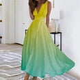 thumbnail image 4 of WTXUE Maxi Dresses, Sun Dress Sleeveless Vestidos Casuales Para Mujer V-Neck, for 2024 Spring Summer Elegant Wrap Trendy Flowy Dress Gradient Maxi Women's Plus, Yellow Size XL, 4 of 6