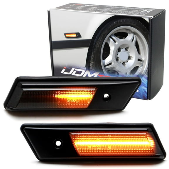 Black-Out Smoked Lens Fender Amber Full LED Sequential Blink Side Marker Turn Signal Indicator Lights For 1992-1996 BMW E36 3 Series Coupe/Sedan/Hatchback