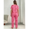 thumbnail image 4 of ValueVibe Plus Size Women Pajama Sets 2 Piece Short Sleeve Crew Neck Lounge Set Love Heart Print Sleepwear with Pocket, Red 3XL, 4 of 7