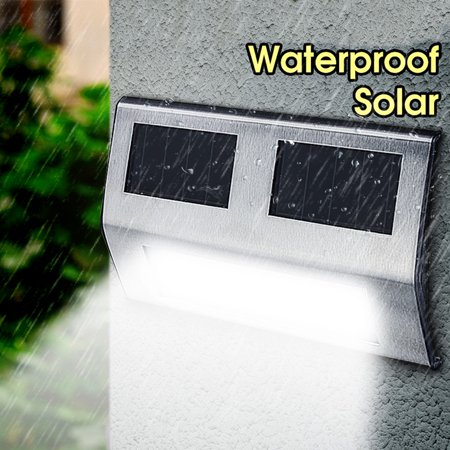 Outdoor Porch Lighting Ideas Stainless Steel Waterproof Garden 2 LED Security Solar Lights Panel Outdoor Wall Light for Home Path Porch Patio Deck Driveway Stairs Back Door Lamp ()