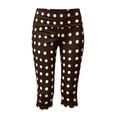thumbnail image 7 of Women's Polka Dot Capri Leggings Fold Over High Waist Tummy Control Workout Yoga Pants Split Hem Knee Length Soft Stretch Casual Pants Brown, 7 of 7
