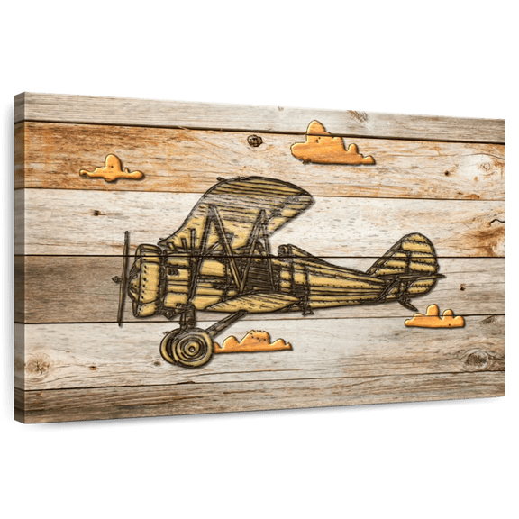 Elephant Stock Cartoon Airplane Wall Art - Transportation Canvas Canvas - 12" x 8"