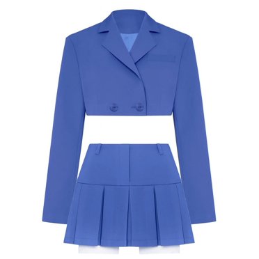 Ensembles Décontractés à Deux Pièces pour Femmes Ensembles Assortis avec Jupe et Blazer - Costume Bleu / M