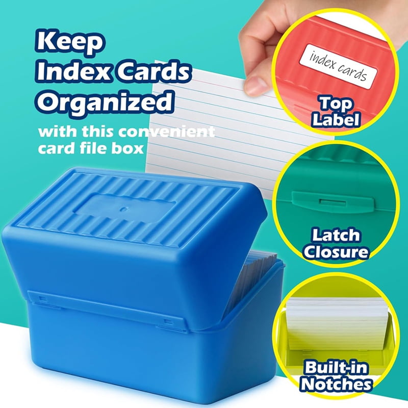 Index Card Holder Box 3x5In, Flash Note Card Holder Box Organizer Case, 3x5 Index Card Storage File Box, 4 Colors Pack