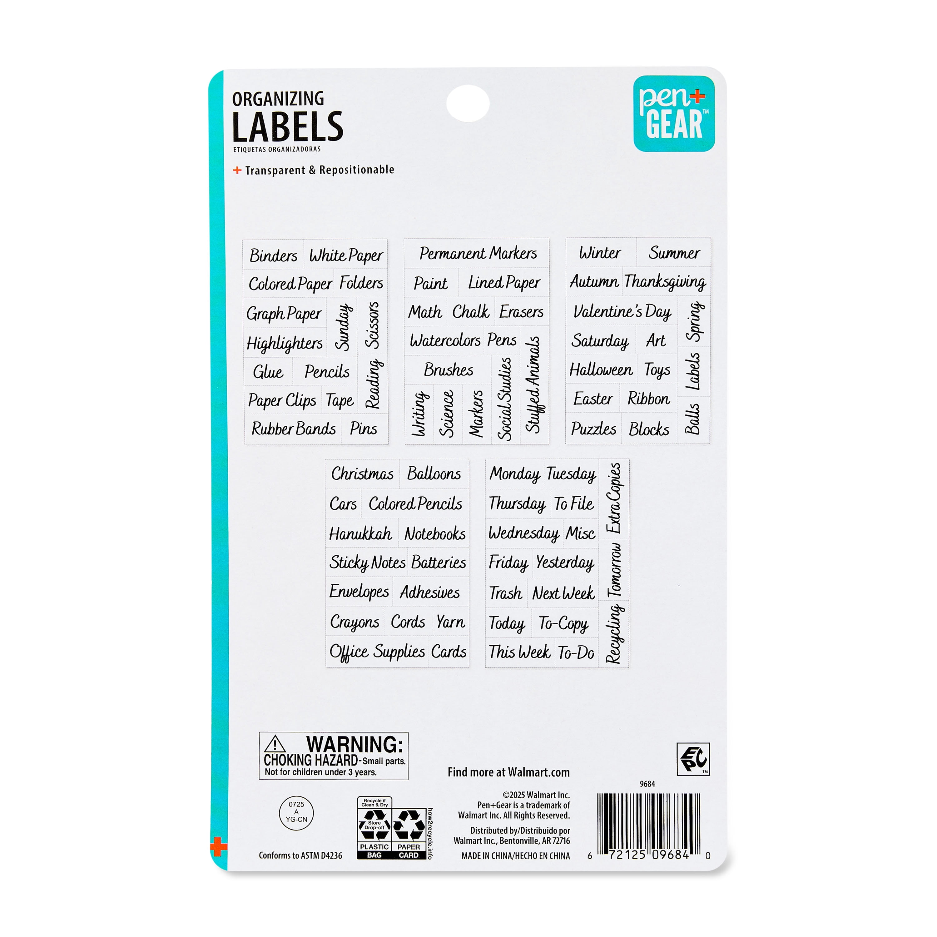 Pen+Gear Transparent Labels for School Supplies & Office Organization
