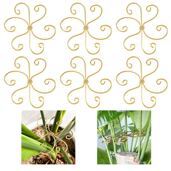Genreen  6pcs Plant Stem Support, Iron Monstera Plant Support, Plant Stem Holder Support Unique Design Bamboo Clamp Set for Outdoor & Indoor Growing Climbing Plants Stabilization and Support