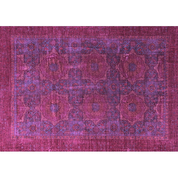 Ahgly Company Indoor Rectangle Oriental Purple Modern Area Rugs, 8' x 12'