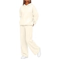 thumbnail image 4 of Lmueinov Plus Size Two Piece Sets for Women Hoodies Wide Leg Pants Outdoor Workout Lounge Set Solid Soft Fleece Long Sleeves Sweatshirts with Pockets, 4 of 6
