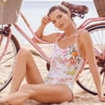 thumbnail image 2 of One Piece Swimsuit for Women,Soft Quick Dry Chiffon Bikini with Short Shirt Hot Summer Holiday Swimwear, 2 of 3