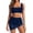 Navy, variant on Summer Women's 2 Piece Bikini Swimsuit Set Solid Color Mesh Splice Drawstring Split Beach Bathing Suits with Relaxed for Outdoor Water Activity