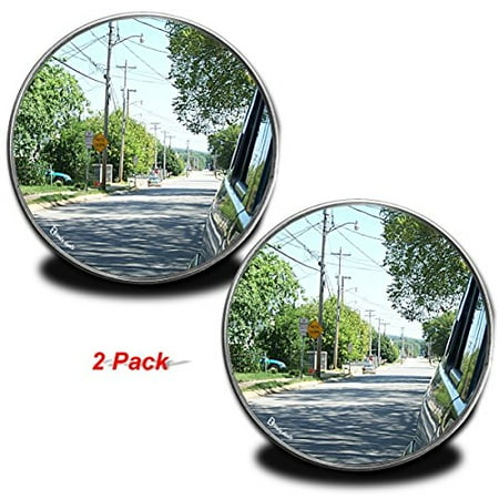 - Zento Deals Pack of Two 2 Inch Stick-on Rearview Blind Spot Mirrors Aluminum Border Thin Car Mirrors