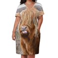 thumbnail image 3 of Vestido de noche holgado con bolsillos de vaca de las Tierras Altas, divertido y peludo, para mujer, estilo coreano, 3 of 7