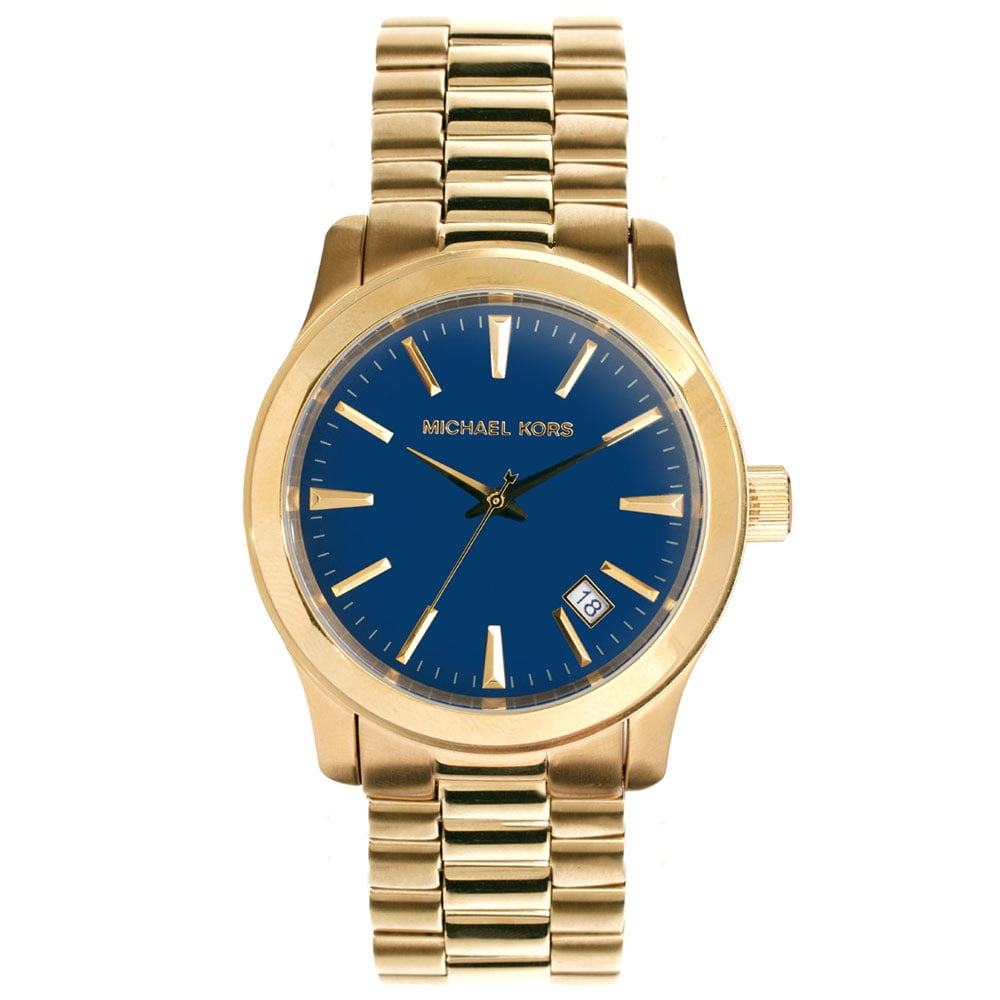 Michael Kors Men's MK7049 Runway Blue Dial Gold Tone Stainless Steel Watch  
