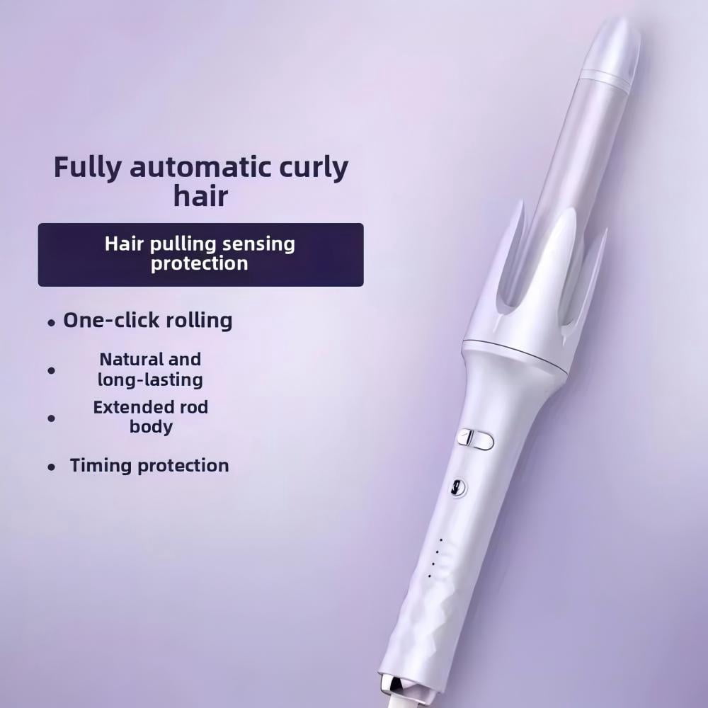 Automatic Curling Iron, Negative Ion Hair Curling Wands with 3 Temperature & Automatic Shut-Off & 30s Fast Heating, Portable Anti-Tangle Rotating Curling Iron for Hair Styling for Home Travel (US)