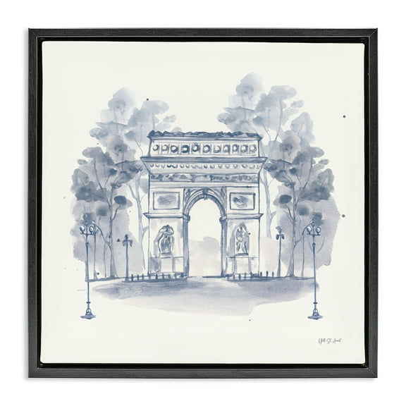 Stupell Industries Arc de Triomphe Sketch Buildings & Architecture Painting Black Floater Framed Canvas Art Print Wall Art, 18 x 18