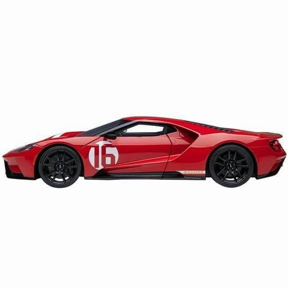 Ford GT Heritage Edition #16 "Alan Mann" Red Metallic with Gold Stripes 1/18 Model Car by Autoart