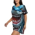 thumbnail image 2 of Lsque Cartoon Cute Shark Women's Short-Sleeved Pajama Set - 2 Piece Soft and Lightweight Sleepwear Set-Large, 2 of 9