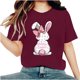 thumbnail image 1 of Camisetas de Cuello de Tripulación de Manga Corta para las Mujeres Cartas de Impresión de Pascua Camiseta de Manga Corta, Spandex de Poliéster, 1 of 5