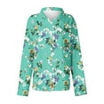 thumbnail image 4 of miqiqism Women Boho Floral Shirts Long Sleeve Button Shirt Fashion Lapel Neck Open Front Tshirts Blouses Classic Basic T-Shirts Vacaion Outfit Workout Clothing,02_Green,XX-Large, 4 of 4