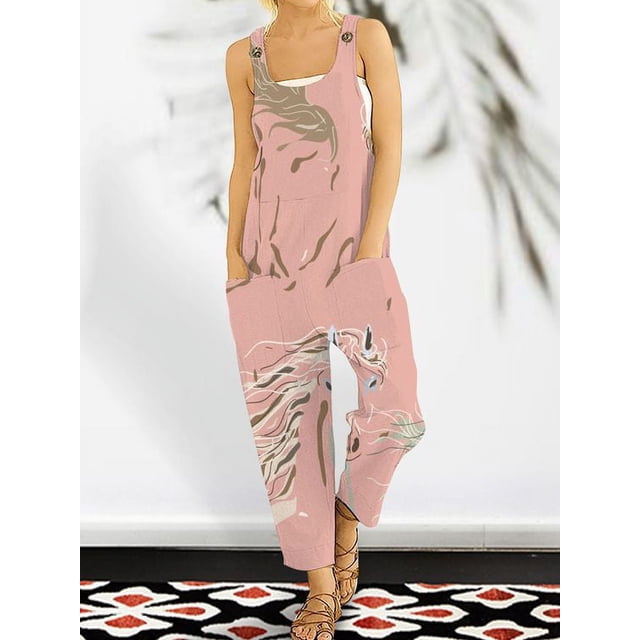 Jupe Boutonnée en Coton et Chanvre pour Femmes (Rose,L)
