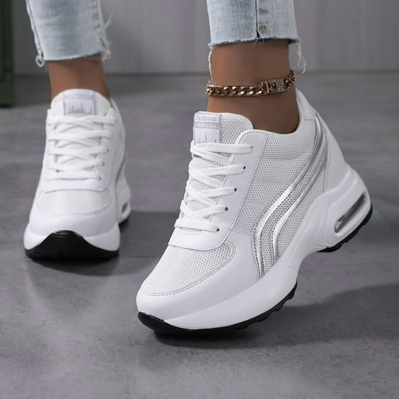 Women's Platform Sneakers Wedges  Lace Up Shoes Increase Fashion Sneakers for Womens Girls